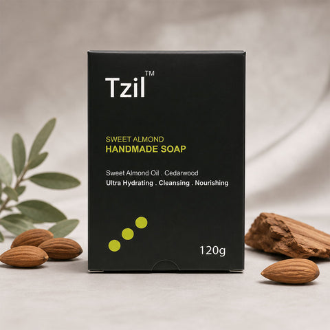 Tzil Sweet Almond Handmade Soap 120g with sweet almond oil and cedarwood
