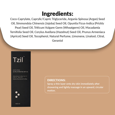 Tzil White Rose Ultra Hydrating Dry Oil 100ml
